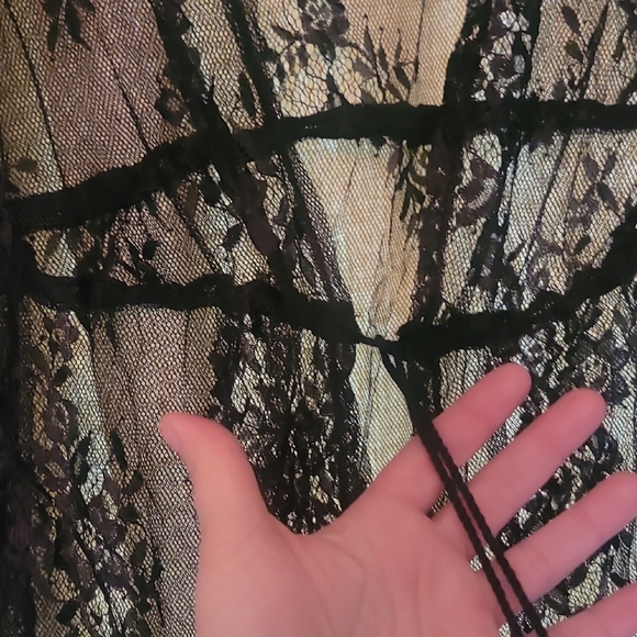 Sheer Black Lace Tie-Waist Robe - Picture 2 of 6